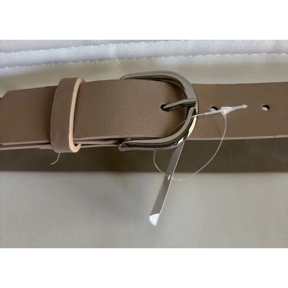 Steve Madden Women's Small Chocolate Brown Faux Leather Belt Silver Buckle NWT